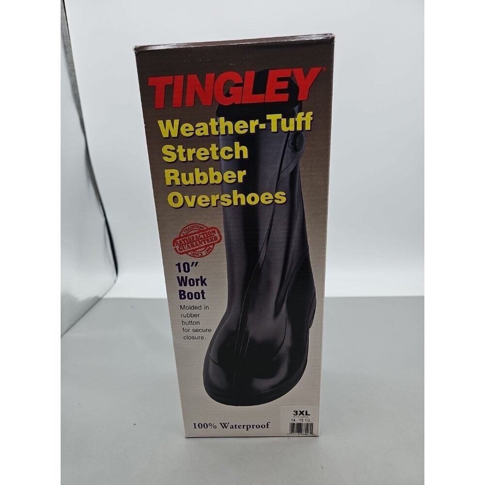 Tingley 1400 Black 3XL (US 14-15-1/2) Rubber 10" Ice‎ Traction Overshoes New